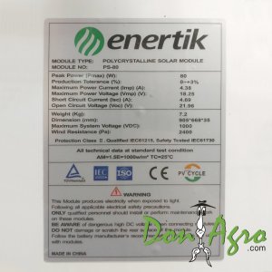 Panel Solar Enertik 80w 18v